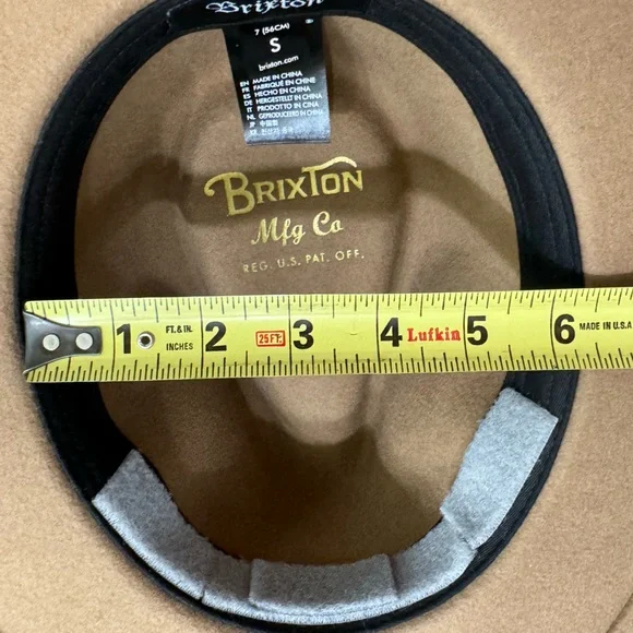 High End Brixton Mfg Co Tan Felt Men’s S 7 Fedora Hat MINTY - Picture 7 of 11